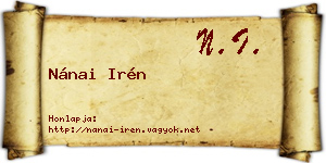 Nánai Irén névjegykártya